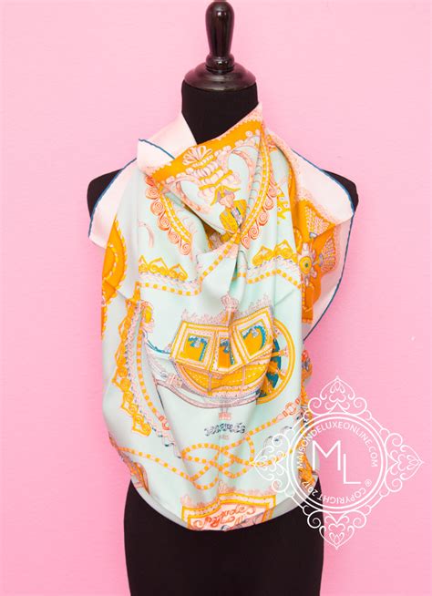 hermes scarf paperoles aqua|Hermes Scarf Paperole .